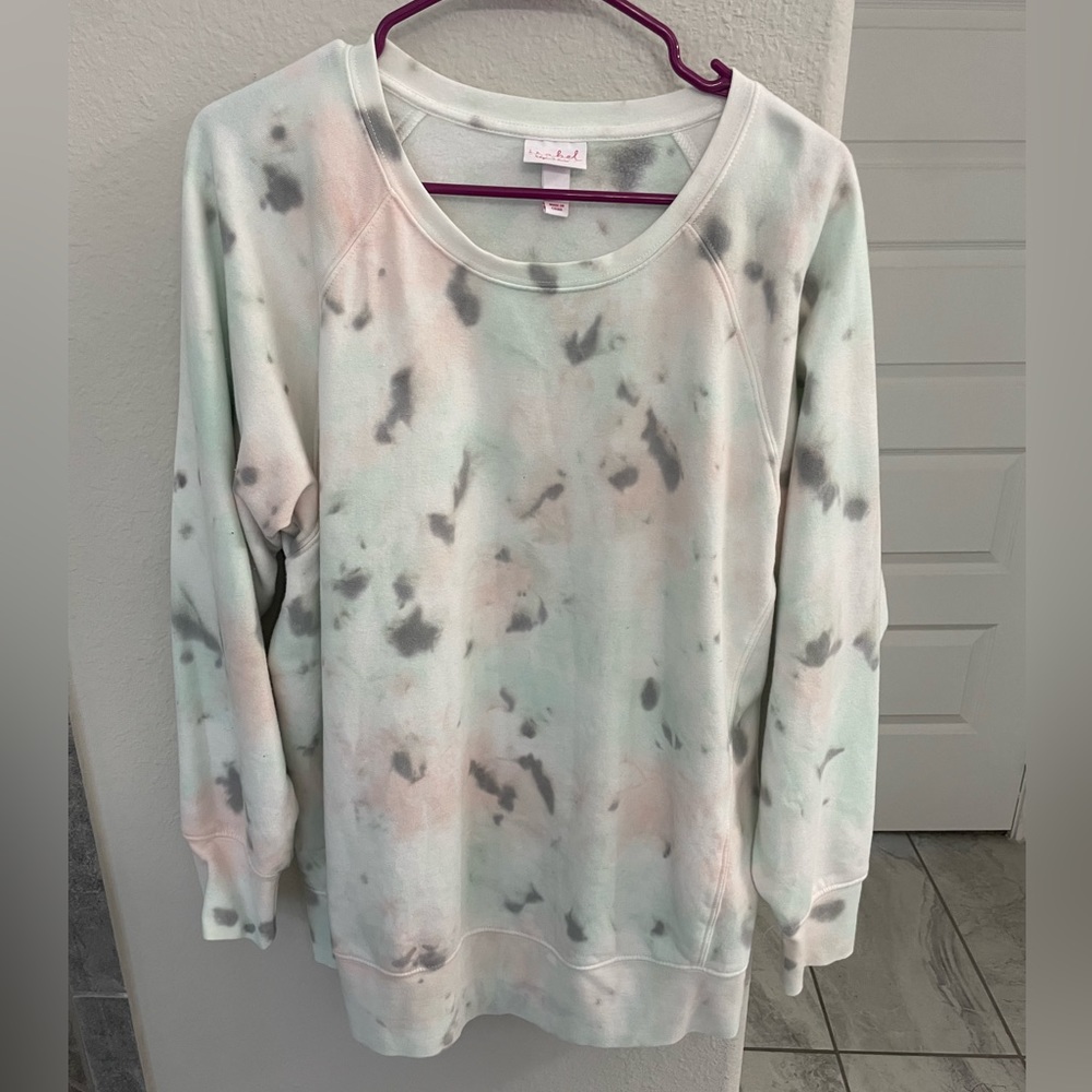 Maternity Sweatshirt - blue tie dye pattern - size L